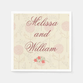 赤いウエディングの花 スタンダードカクテルナプキン