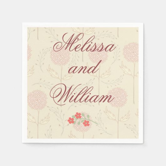 赤いウエディングの花 スタンダードカクテルナプキン (正面)