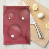 赤いウォータードロップパターン キッチンタオル (四つ折り)