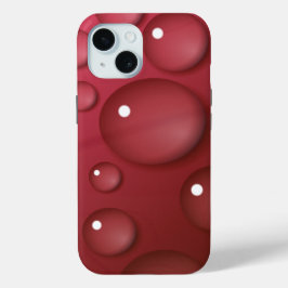 赤いウォータードロップパターン iPhone 15ケース