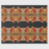 赤いウマ科の弓を持つクリスマスの茶色の馬 ラッピングペーパー (フラット)