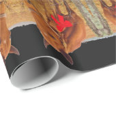 赤いウマ科の弓を持つクリスマスの茶色の馬 ラッピングペーパー (ロールコーナー)