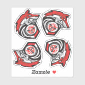 赤いウルフシート4つの学校のロゴ シール (シート)