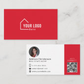 赤いエステ実在ートロゴ写真QRコード名刺 名刺 (正面/裏面)