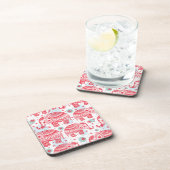 赤いエスニック象のパターン コースター (右側)