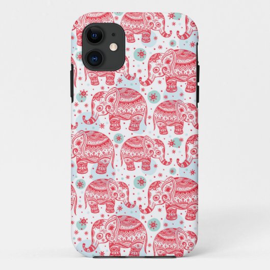 赤いエスニック象のパターン Case-Mate iPhoneケース (裏面)