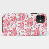 赤いエスニック象のパターン Case-Mate iPhoneケース (裏面(横))