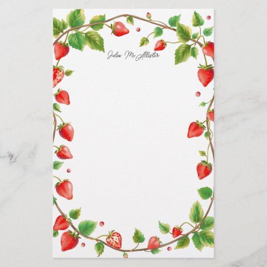 赤いエレガントいちご縁ど園 便箋 (正面)