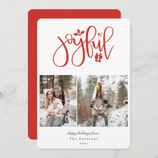 赤いエレガントうれしそうな写真 シーズンカード (正面/裏面)