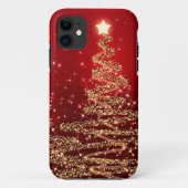 赤いエレガントなクリスマスのきらめくな木 Case-Mate iPhoneケース (裏面)