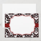 赤いエレガントなダマスク調カスタマイズ可能 招待状 (正面/裏面)