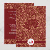 赤いエレガントなレトロな結婚記念日の招待状 招待状 (正面/裏面)