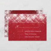 赤いエレガントな結婚RSVPの魅力的な火花 出欠カード (正面/裏面)