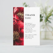 赤いエレガントな花の生命のお祝い 葬儀 サンキューカード (スタンド正面)