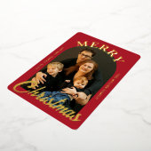 赤いエレガントアーチ写真 箔シーズンカード (回転した状態)