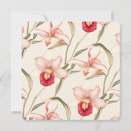 赤いエレガントカトレヤの蘭の結婚式の日付を保存 セーブザデート (裏面)