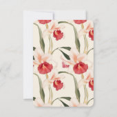 赤いエレガントカトレヤの蘭の花結婚の 出欠カード (裏面)