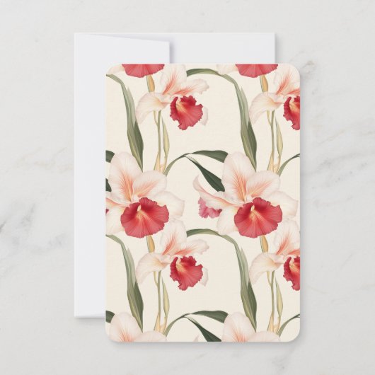 赤いエレガントカトレヤの蘭の花結婚の 出欠カード (裏面)