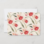 赤いエレガントカトレヤの蘭の花結婚の 出欠カード (裏面)