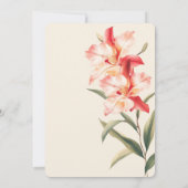 赤いエレガントカトレヤの蘭の花結婚の 招待状 (裏面)