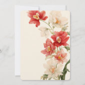 赤いエレガントカトレヤの蘭の花結婚の 招待状 (裏面)