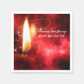 赤いエレガントキャンドルの燃え上がり スタンダードカクテルナプキン (正面)