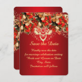 赤いエレガントクリスマスの願い日付を保存 セーブザデート (正面/裏面)