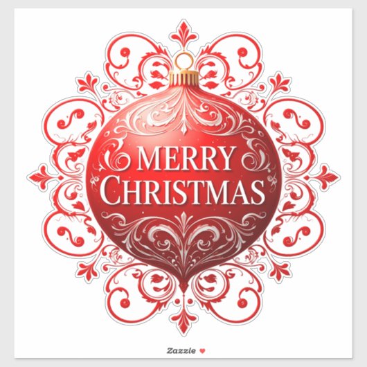 赤いエレガントクリスマスの飾り シール (シート)