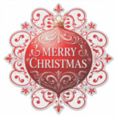 赤いエレガントクリスマスの飾り シール (正面)