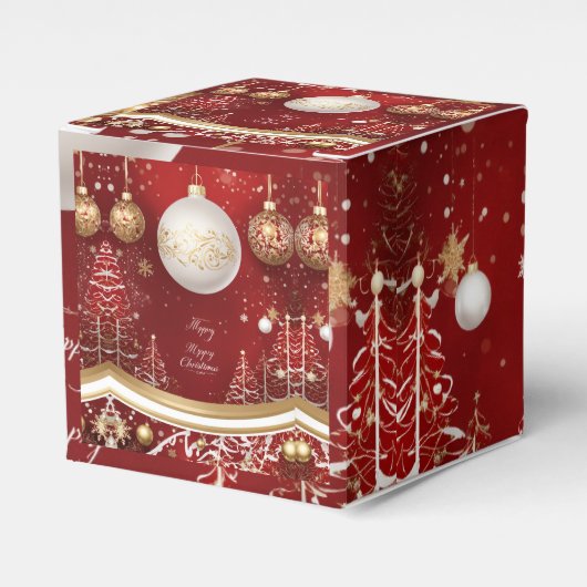 赤いエレガントクリスマスツリーとボールホリデー フェイバーボックス (正面サイド)
