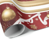 赤いエレガントクリスマスツリーとボールホリデー ラッピングペーパー (ロールコーナー)