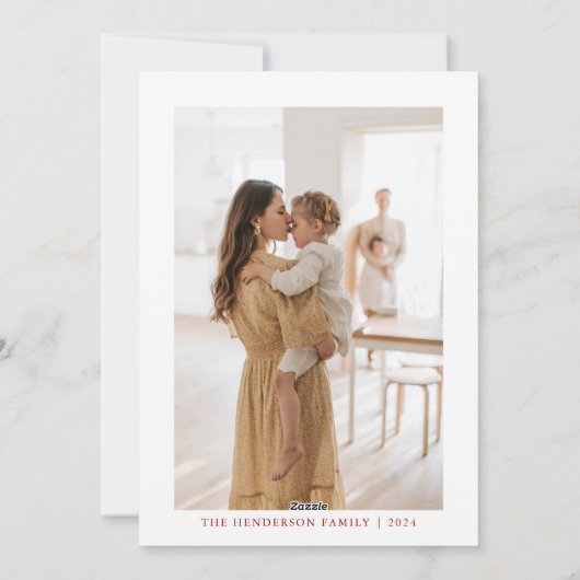 赤いエレガントクリスマスツリーの水の色のカスタム写真 シーズンカード (裏面)