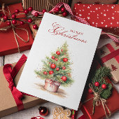 赤いエレガントクリスマスツリーの水の色のカスタム写真 シーズンカード