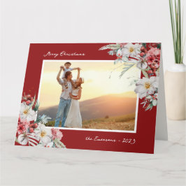 赤いエレガントクリスマスフォトホリデー カード
