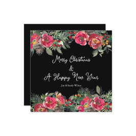 赤いエレガントクリスマスフラワーブラック背景 シーズンカード