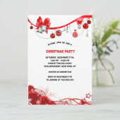 赤いエレガントクリスマスボールクリスマスパーティー 招待状 (スタンド正面)