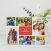 赤いエレガントクリスマスモノグラム写真コラージュ シーズンカード (スタンド正面)