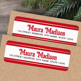 赤いエレガントクリスマス・ホリデー差出人住所 ラベル