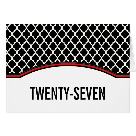 赤いエレガントクローバー表の番号カード (正面横)