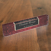 赤いエレガントグリッター《写真》ぼけ味、フレーム デスクネームプレート (側面)