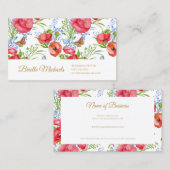 赤いエレガントケシと蝶と金ゴールドスクリップ 名刺 (正面/裏面)