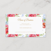 赤いエレガントケシと蝶と金ゴールドスクリップ 名刺 (裏面)