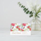 赤いエレガントケシと蝶と金ゴールドスクリップ 名刺 (スタンド正面)