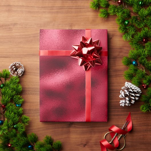 赤いエレガントサテモダンンルックかわいらし ラッピングペーパー (クリスマスギフト)