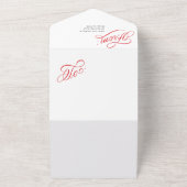 赤いエレガントスクリプトティ遠くにア写真ホリデーカード オールインワン招待状 (外側)