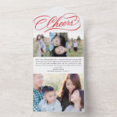 赤いエレガントスクリプトティ遠くにア写真ホリデーカード オールインワン招待状 (内側)