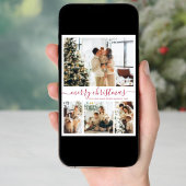 赤いエレガントスクリプト4フォトコラージクリスマス シーズンカード