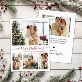 赤いエレガントスクリプト4フォトコラージクリスマス シーズンカード
