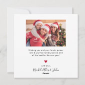 赤いエレガントスクリプト4フォトコラージクリスマス シーズンカード (裏面)