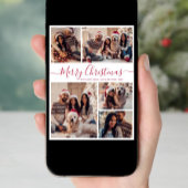 赤いエレガントスクリプト5フォトコラージクリスマス シーズンカード